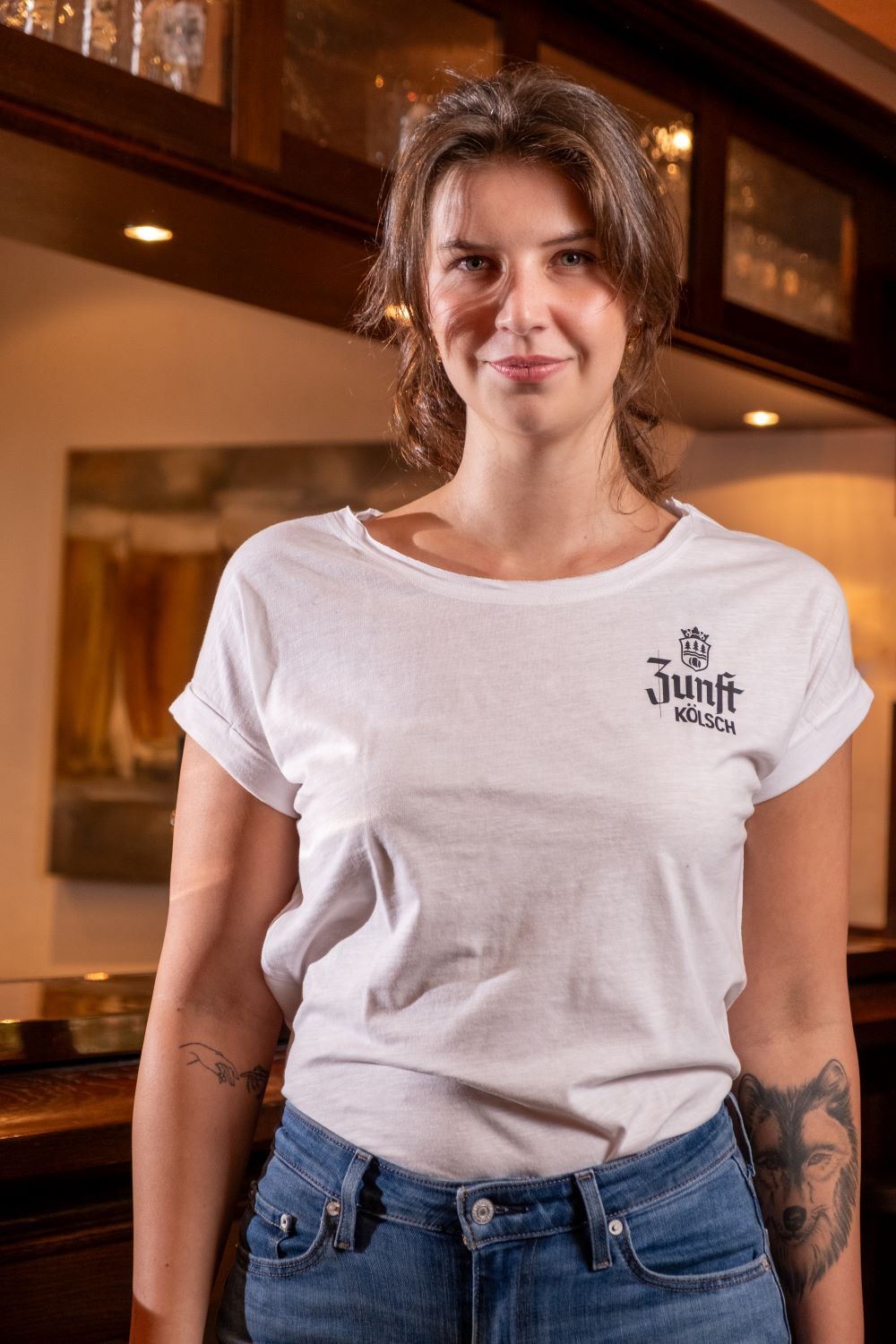 Zunft Kölsch Damen T-Shirt, Logo, weiß