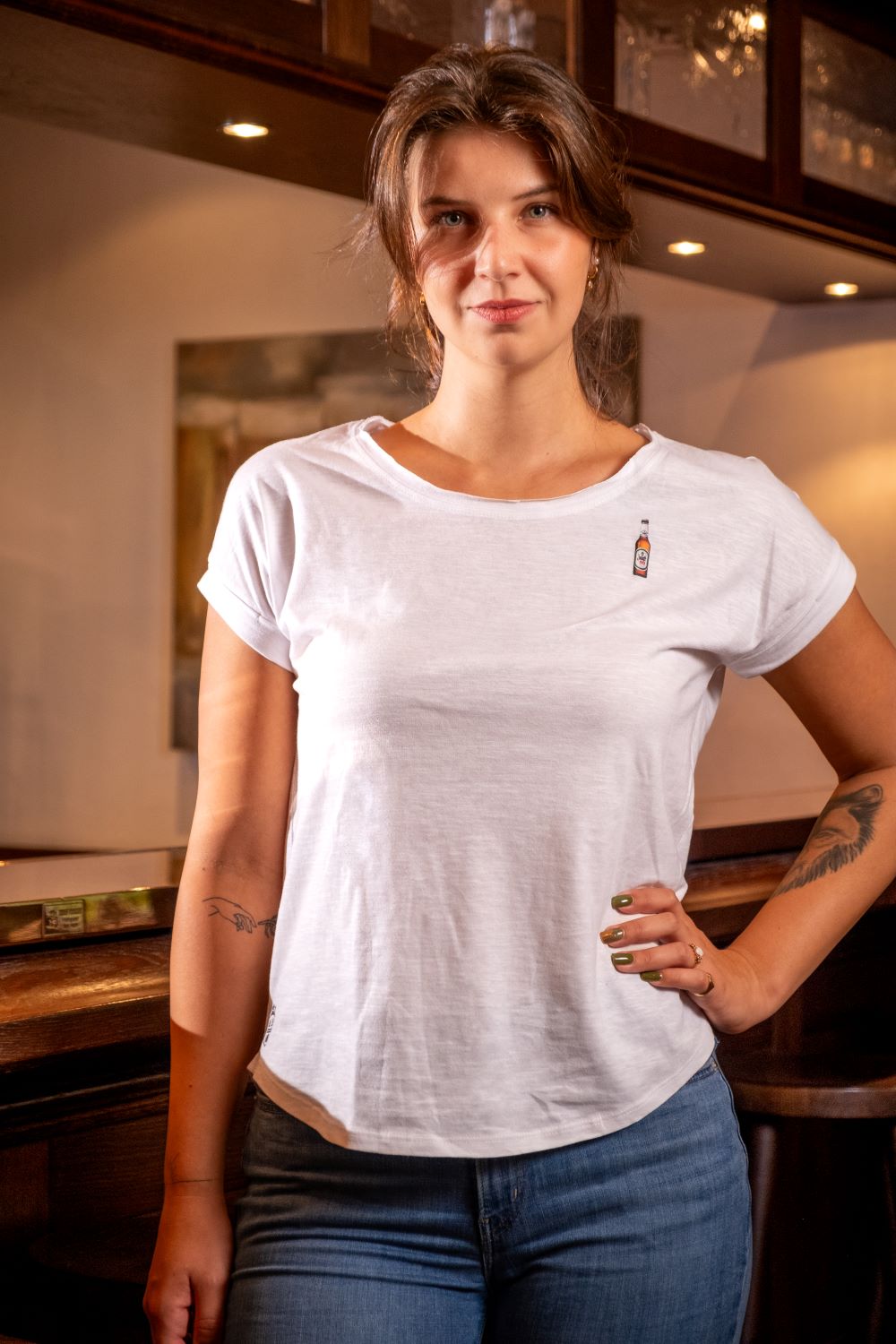 Zunft Kölsch Damen T-Shirt, Flasche, weiß