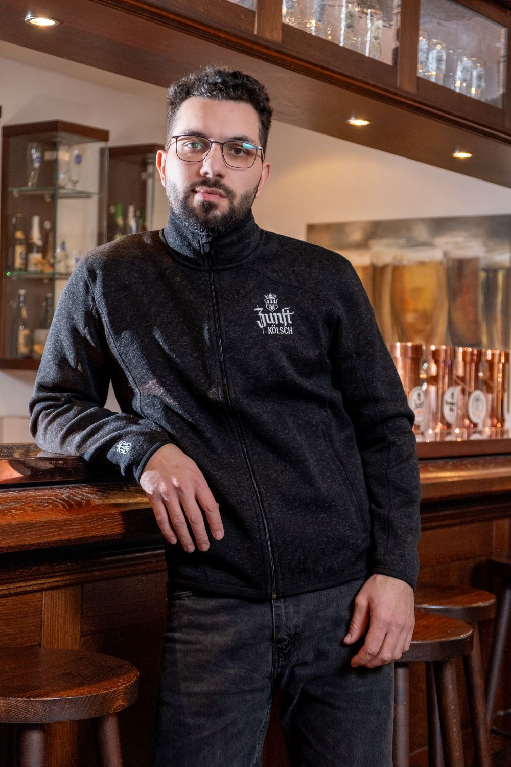 Zunft Kölsch Strickfleece Jacke, Herr, schwarz