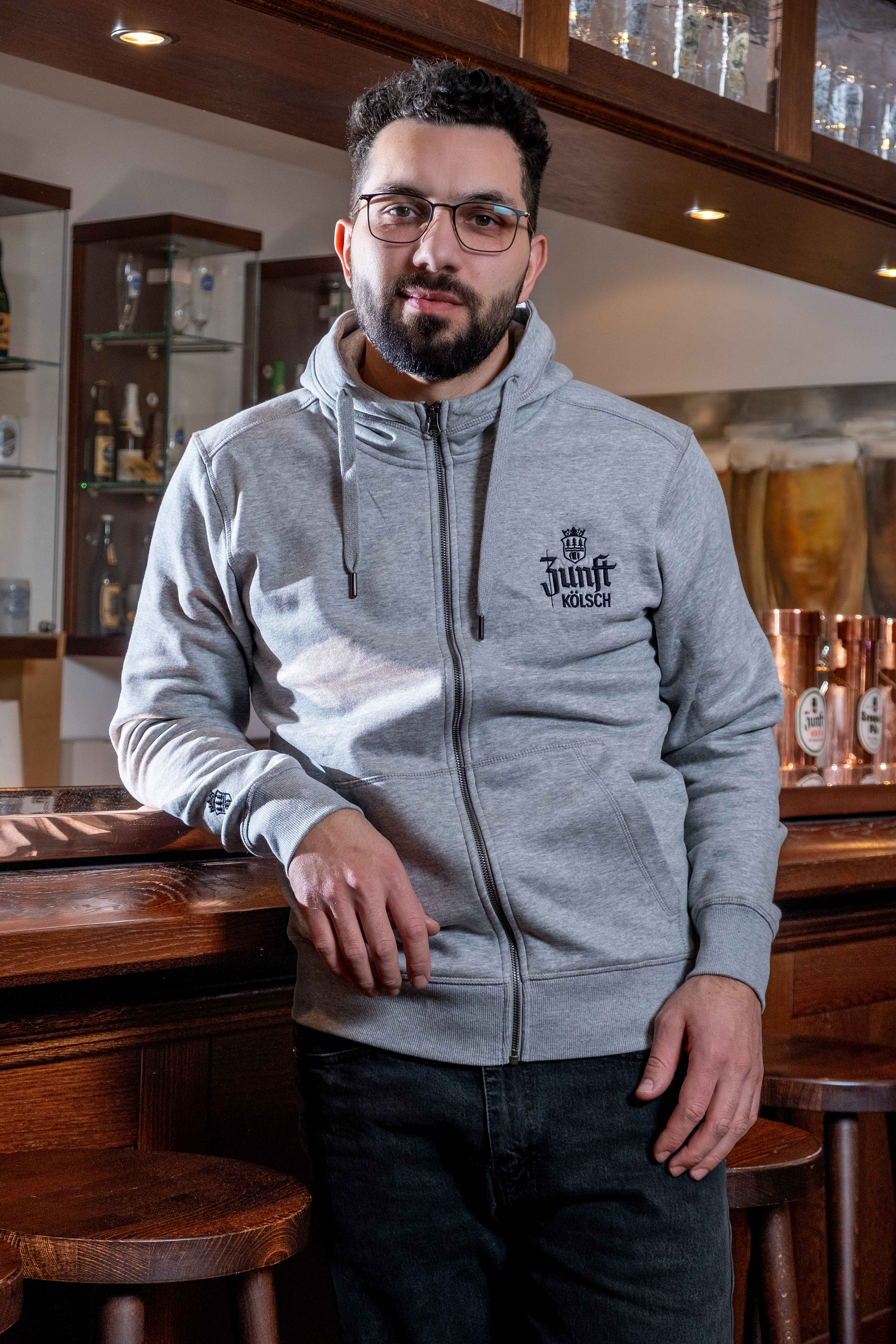 Zunft Kölsch Zip-Hoodie, Unisex, hellgrau