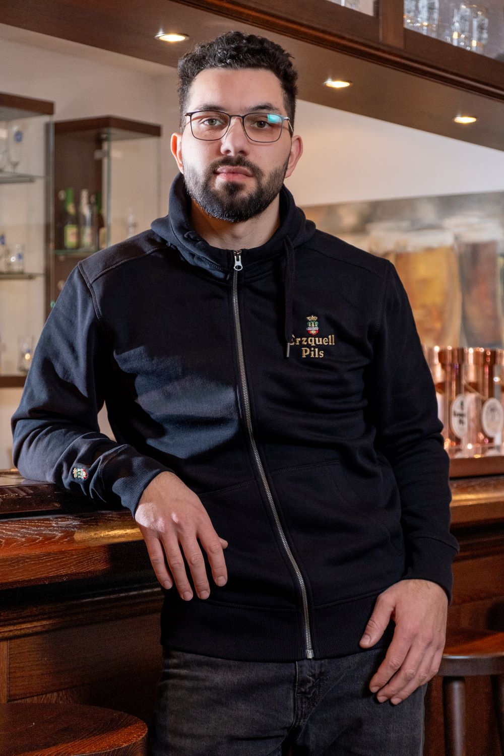 Erzquell Pils Zip-Hoodie Unisex, schwarz
