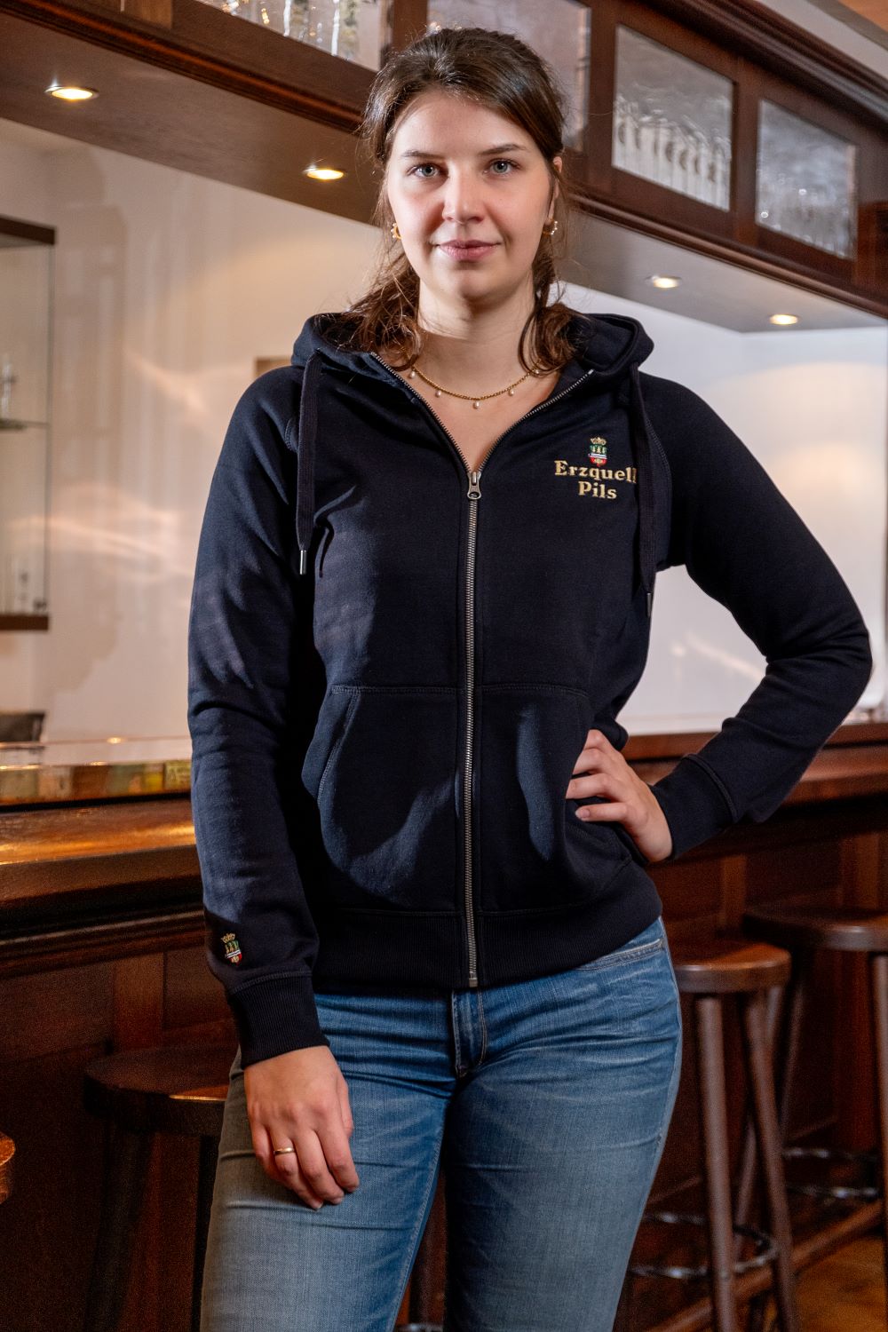 Erzquell Pils Zip-Hoodie Dame, schwarz