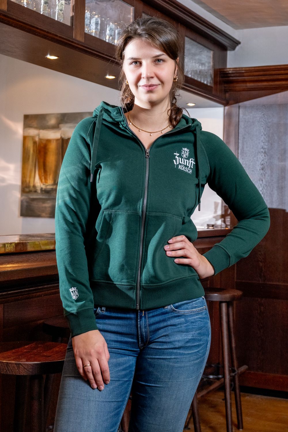 Zunft Kölsch Zip-Hoodie, Dame, grün