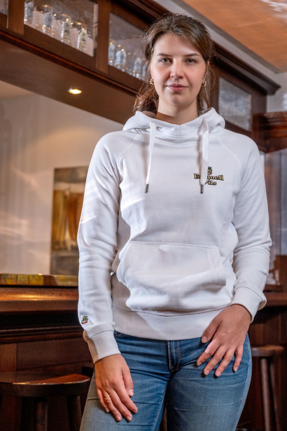 Erzquell Pils Hoodie Dame, weiß