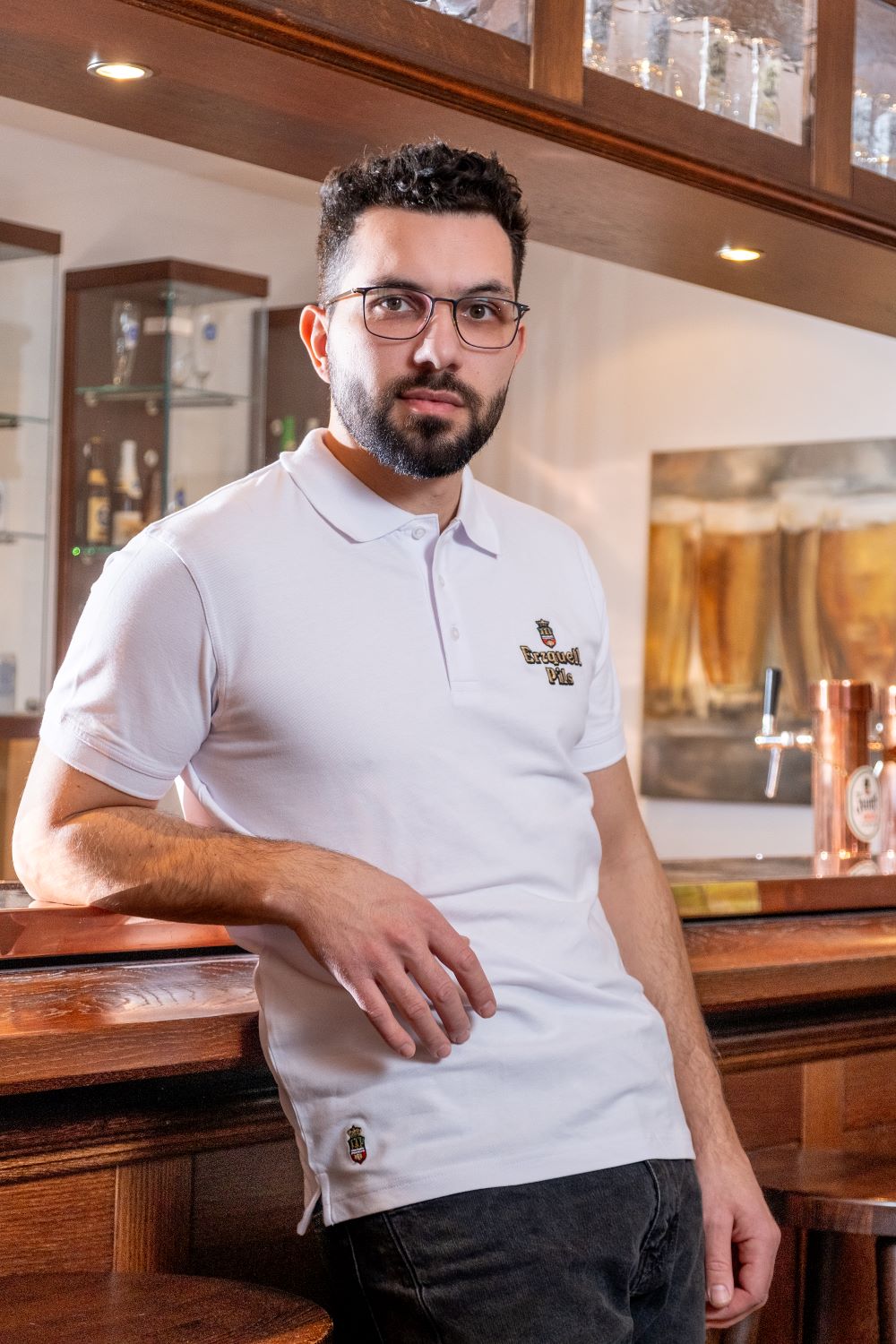 Erzquell Pils Poloshirt, Herr, weiß