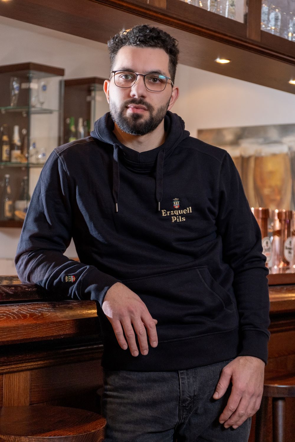 Erzquell Pils Hoodie Herr, schwarz