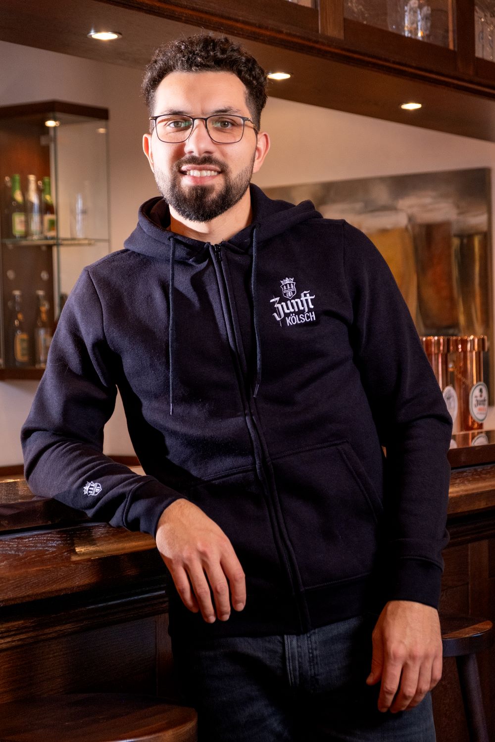Zunft Kölsch Zip-Hoodie, Unisex, schwarz