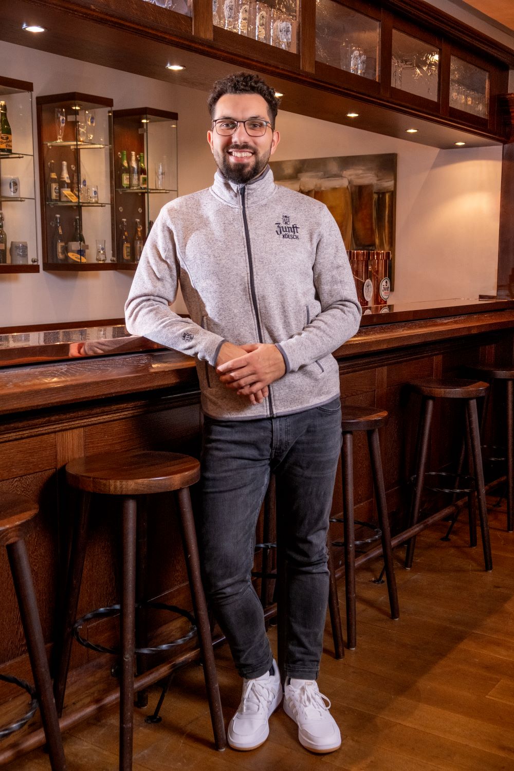 Zunft Kölsch Strickfleece Jacke, Herr, hellgrau