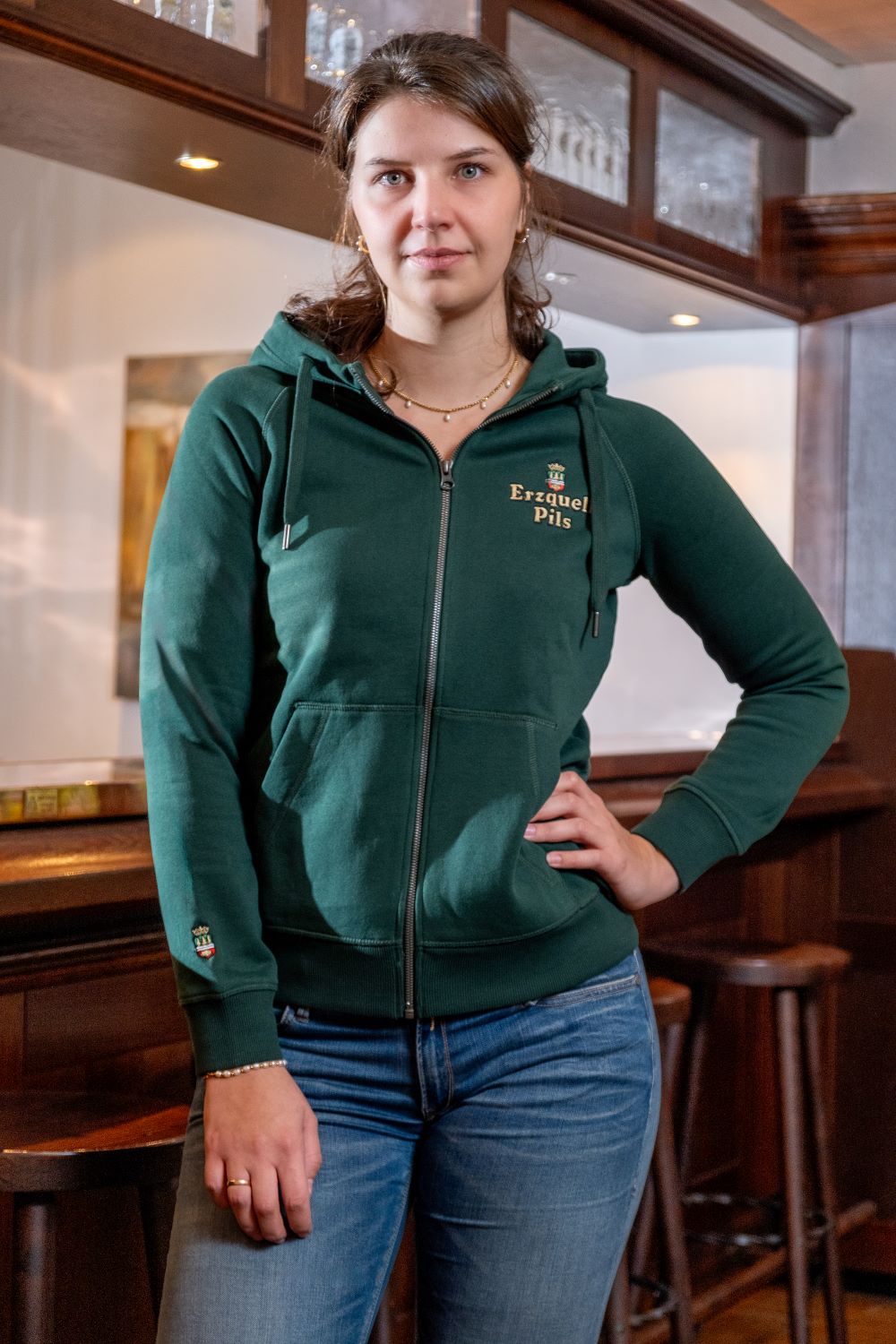 Erzquell Pils Zip-Hoodie Dame, grün
