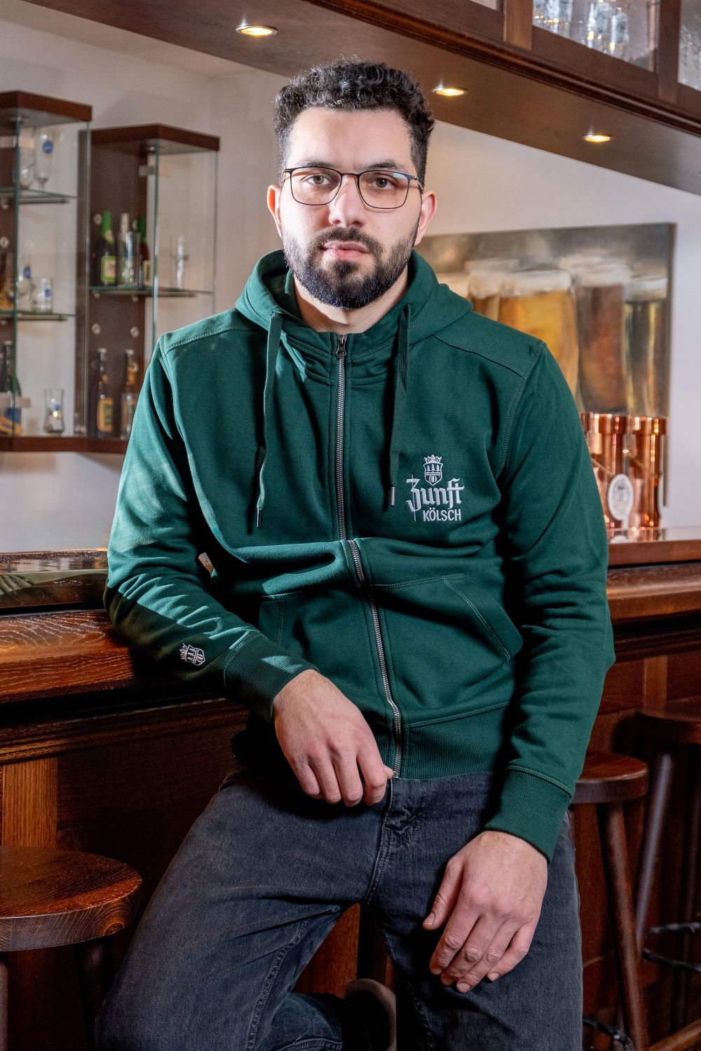 Zunft Kölsch Zip-Hoodie, Unisex, grün