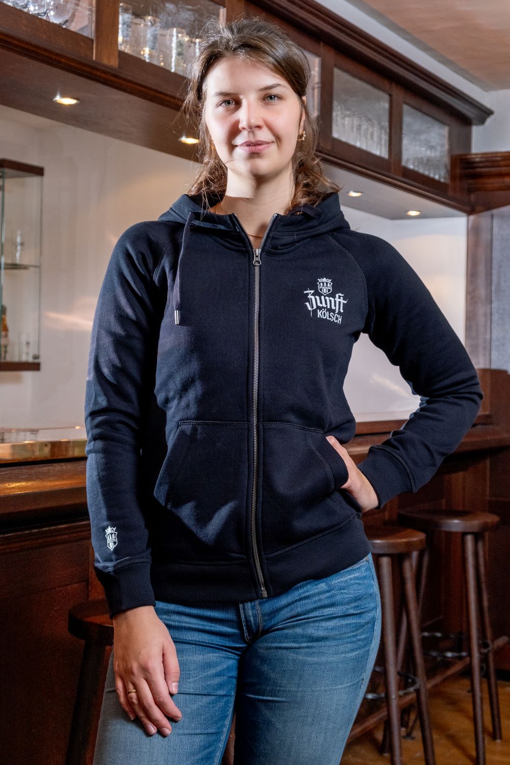 Zunft Kölsch Zip-Hoodie, Dame, schwarz
