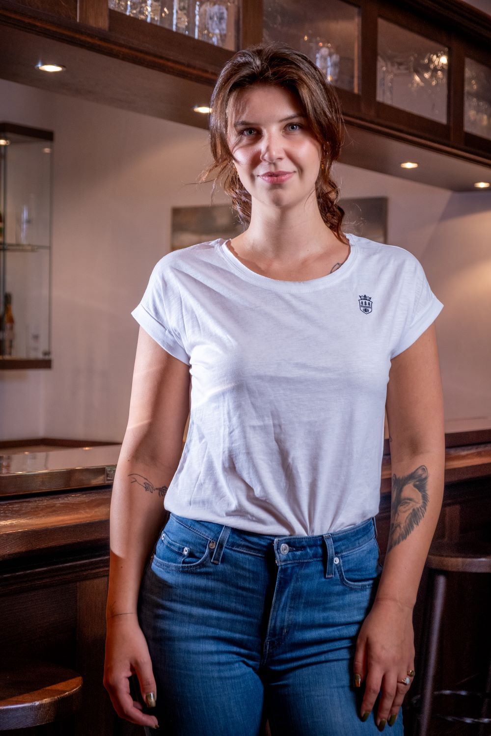 Zunft Kölsch Damen T-Shirt, Wappen, weiß