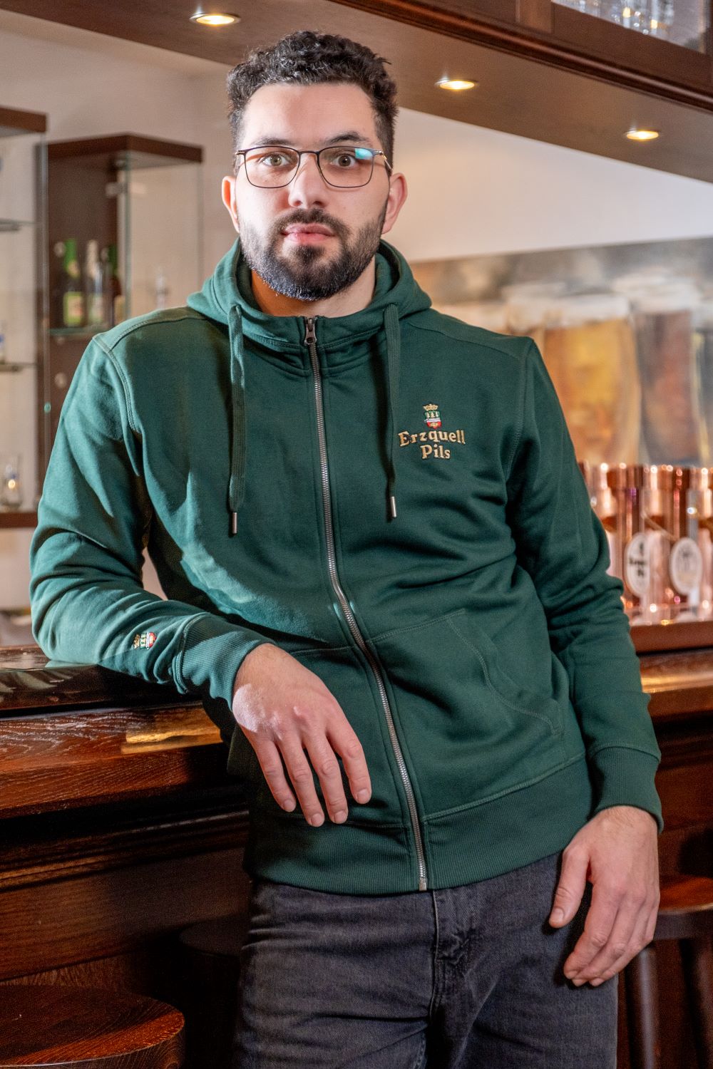 Erzquell Pils Zip-Hoodie Unisex, grün
